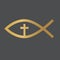 Golden christian fish jesus symbol