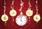 Golden Christmas 5 Circles Clock 2017 Red Ornaments