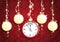 Golden Christmas 5 Empty Circles Clock 2017 Red Ornaments