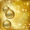 Golden Christmas balls on abstract gold background