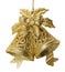 Golden Christmas bells isolated on the white background