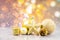 The Golden christmas decoration assortment on defocus lighting background