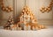 Golden Christmas tree in an expensive luxury interior