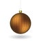 Golden Christmass ball hanging on a golden chain