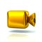 Golden cinema camera icon 3d illustration