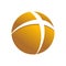 Golden Circular Cross Globe Symbol Logo Design