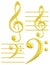 Golden clef musical symbol G & F