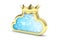 Golden cloud icon. 3D rendering.