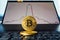 golden coin crypto currency stock trade graph background new invest market. concept of fall of cryptocurrency market. rise and