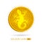 Golden coin with lizard - sparkling Salamander logo