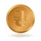 Golden coin with sign Hryvnia