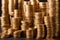 Golden coin stacks, rich money background