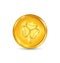 Golden coin with three leaves clover. St. Patricks