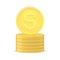 Golden coins cash money dollar stack financial independence richness profit wage 3d icon vector