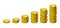 Golden coins columns like Income graph . money stack. Concept of economic growth, business success. Increasing Cash towers