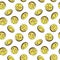 Golden coins variety falling, hand drawn doodle sketch, seamless pattern design on white