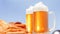 Golden cold beer glass foam, white.Golden cold beer glass foam, white