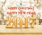 Golden color 2017 Merry Christmas and HappyNew Year 3d renderin