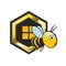 Golden color bee cartoon leave bee hive