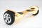 Golden color hoverboard on white. 3D rendering