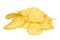 Golden color potato chips, crunchy and wavy