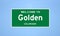 Golden, Colorado city limit sign. Town sign from the USA.