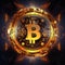 Golden colored Bitcoin symbol digital illustration
