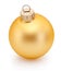 Golden colored Christmas bauble isolated on white background