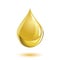 Golden colored liquid drop icon with a shadow