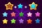 Golden and colors star for level up. GUI elements. Icons for game design