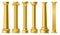 Golden columns. Classic antique gold pillars, roman historical stone column, ancient greece historic architecture facade