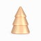 Golden Cone Christmas Tree. 3D render of realistic abstract Gold Figurine Christmas Tree isolated on white background. Winter