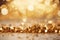 Golden confetti on bokeh background. Christmas and New Year concept, Golden confetti on a bokeh background, contributing to a