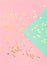 Golden confetti pink turquoise flat lay background