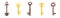 Golden and Copper Key as Device for Closing and Opening Door Vector Set