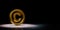 Golden Copyright Symbol Spotlighted on Black Background 3D Illustration