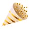 golden cornet and confetti party celebration icon