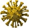 Golden coronavirus cell close up
