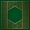 Golden cover background with traditional patterned frame in hexagonal form