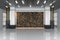 Golden crack wall in the large showroom, 3d rendering