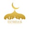 Golden creative mosque design for eid mubarak festival