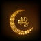 Golden crescent moon for Eid festival celebration.