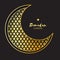 Golden Crescent Moon Mosque Window Ramadan Kareem Greeting card