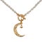 Golden crescent moon pendant with pearl necklace