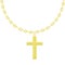 Golden cross with chain in cartoon style isolated on white background. Necklace religious jewelry, hanging accessories