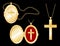 Golden Cross, Engraved Locket, Gold Chains