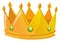 Golden crown icon. Cartoon shiny king symbol