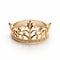 Golden Crown Ring With Diamond Inlays - Rococo Elegance