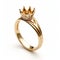 Golden Crown Ring With Diamonds - Matte Photo Style