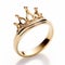 Golden Crown Ring - Uhd Image, White Background, Clean Lines